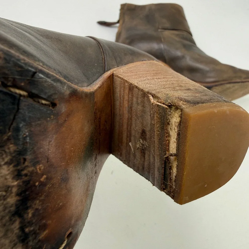Rag &‎ Bone Newbury Ankle Boots Women 5 Leather Block Heel Distressed Chic Indie